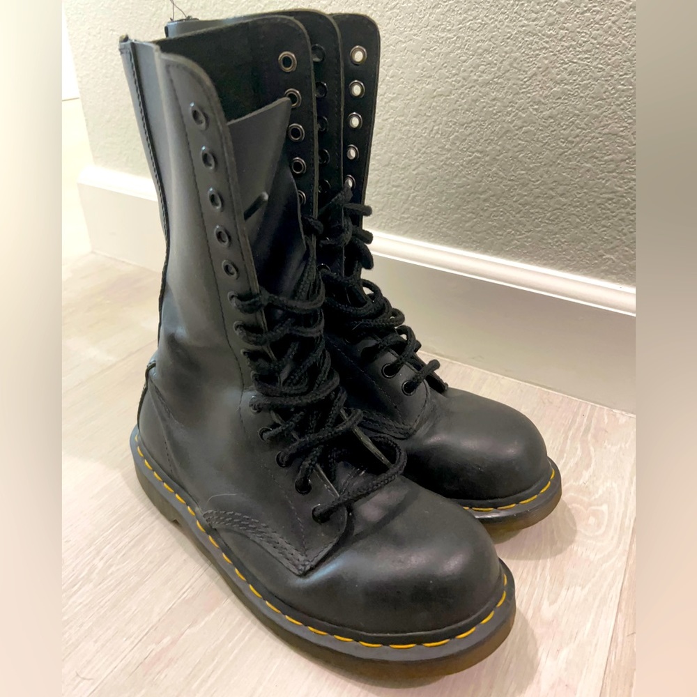 Doc Martens y2k Goth Chunky Virginia Black Steel Toe Boots Size 8